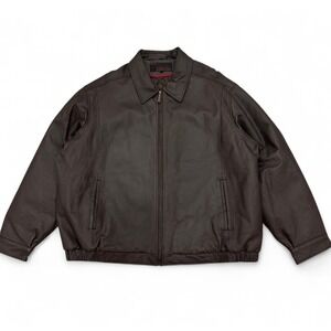 NEW VTG Phase Two Brown Leather Full Zip‎ Jacket Coat Fall Winter Men's 3XL